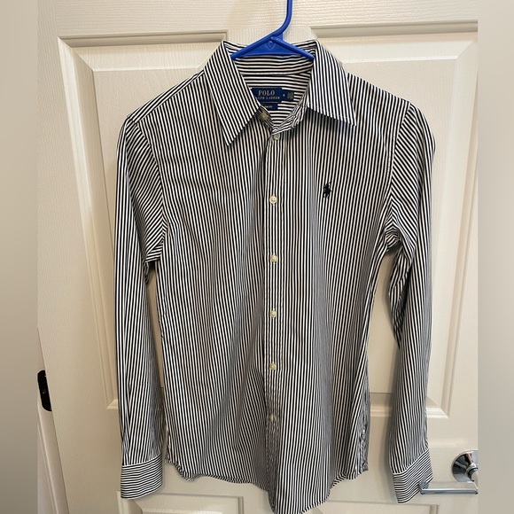 Polo Ralph Lauren Tops - Polo Ralph Lauren button down shirt size 4. Black and white vertical stripes.